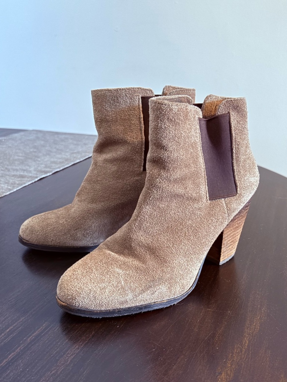 Vince Camuto Suede Heeled Ankle Boots in Taupe